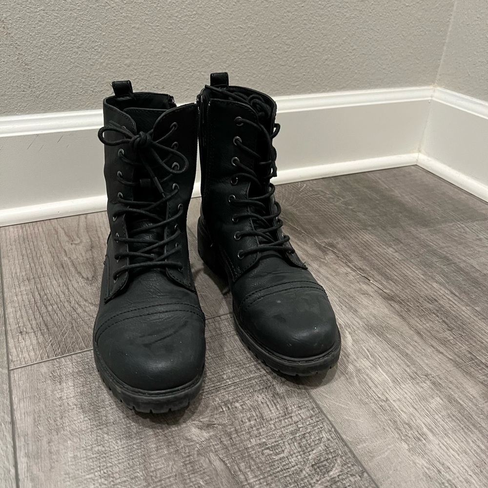 Black combat boots